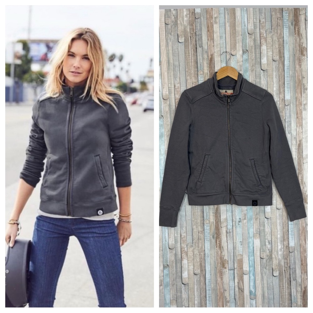 American Giant M Gray Moto Full Zip Jacket Cotton Fleece Knit Sweatshirt $138